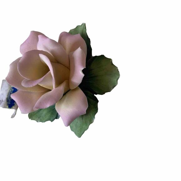 Capodimonte Vintage Porcelain Pink and White Flower Italy Crown Stamp With Tag - Picture 2 of 8